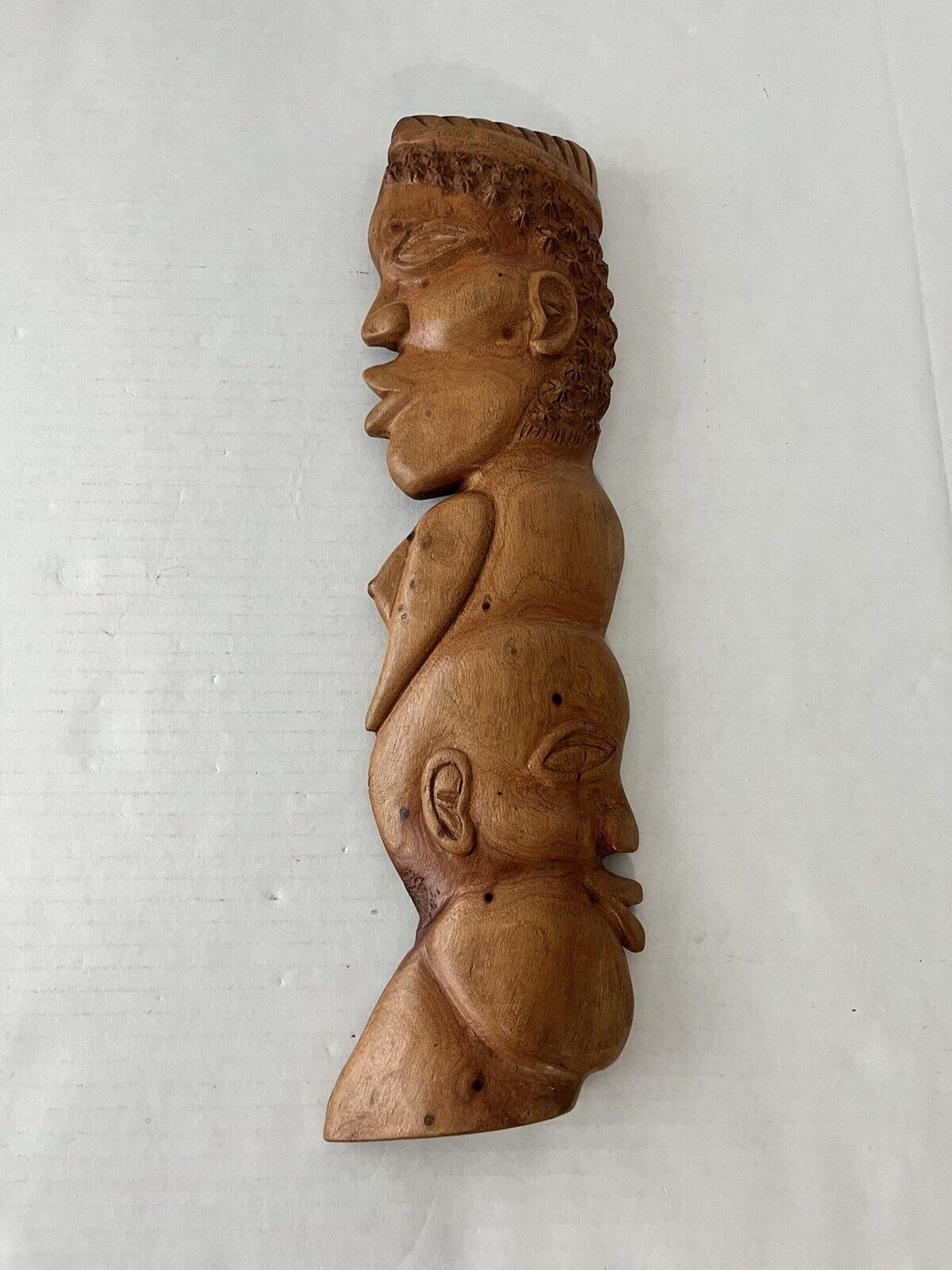 Vintage Hand Carved African Wood Art Wall Hanging Signed By B. Lewis
