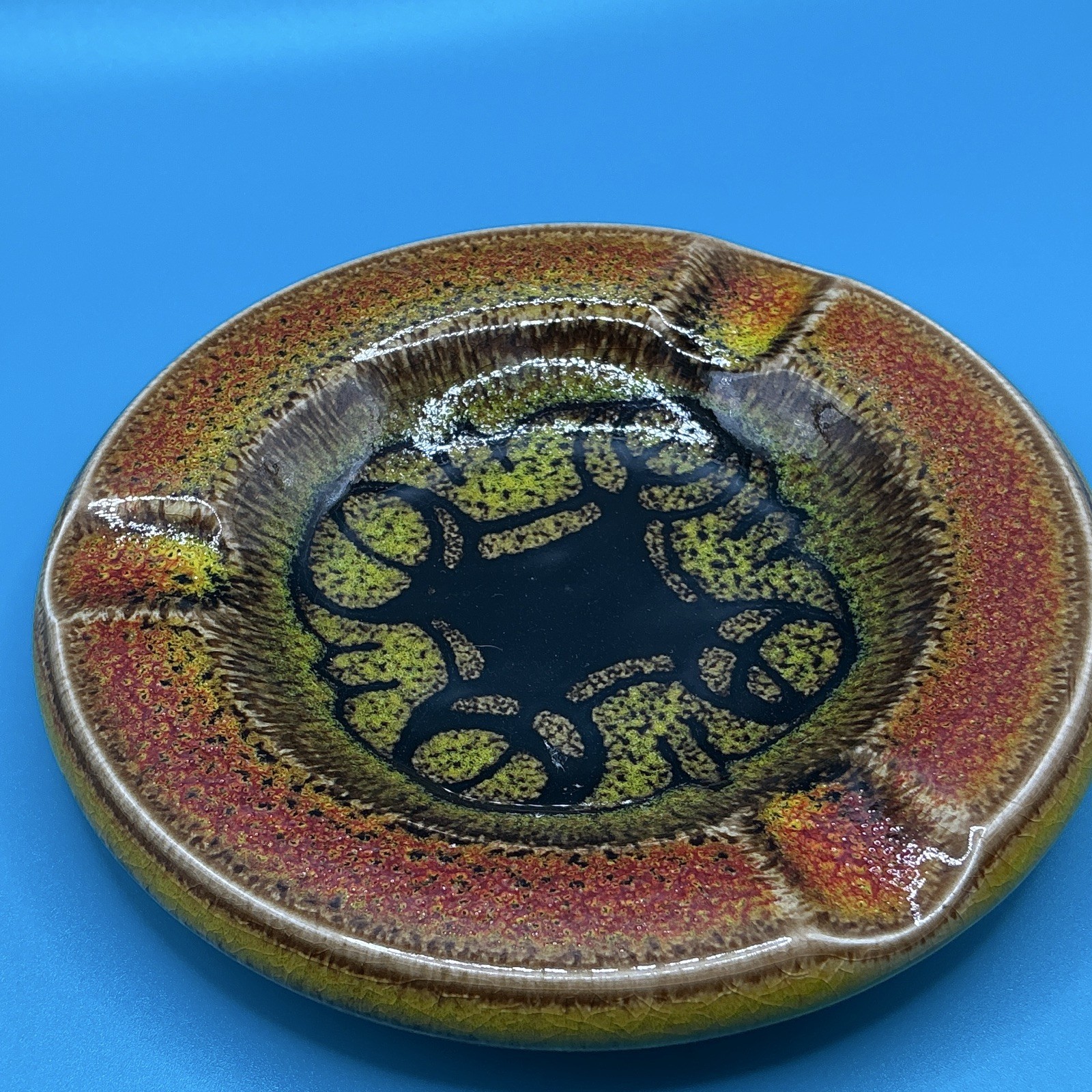 Vintage Poole Pottery Aegean Ashtray Catchall Dish England 5” MCM Vintage Poole Pottery Aegean Ashtray Catchall Dish England 5” MCM