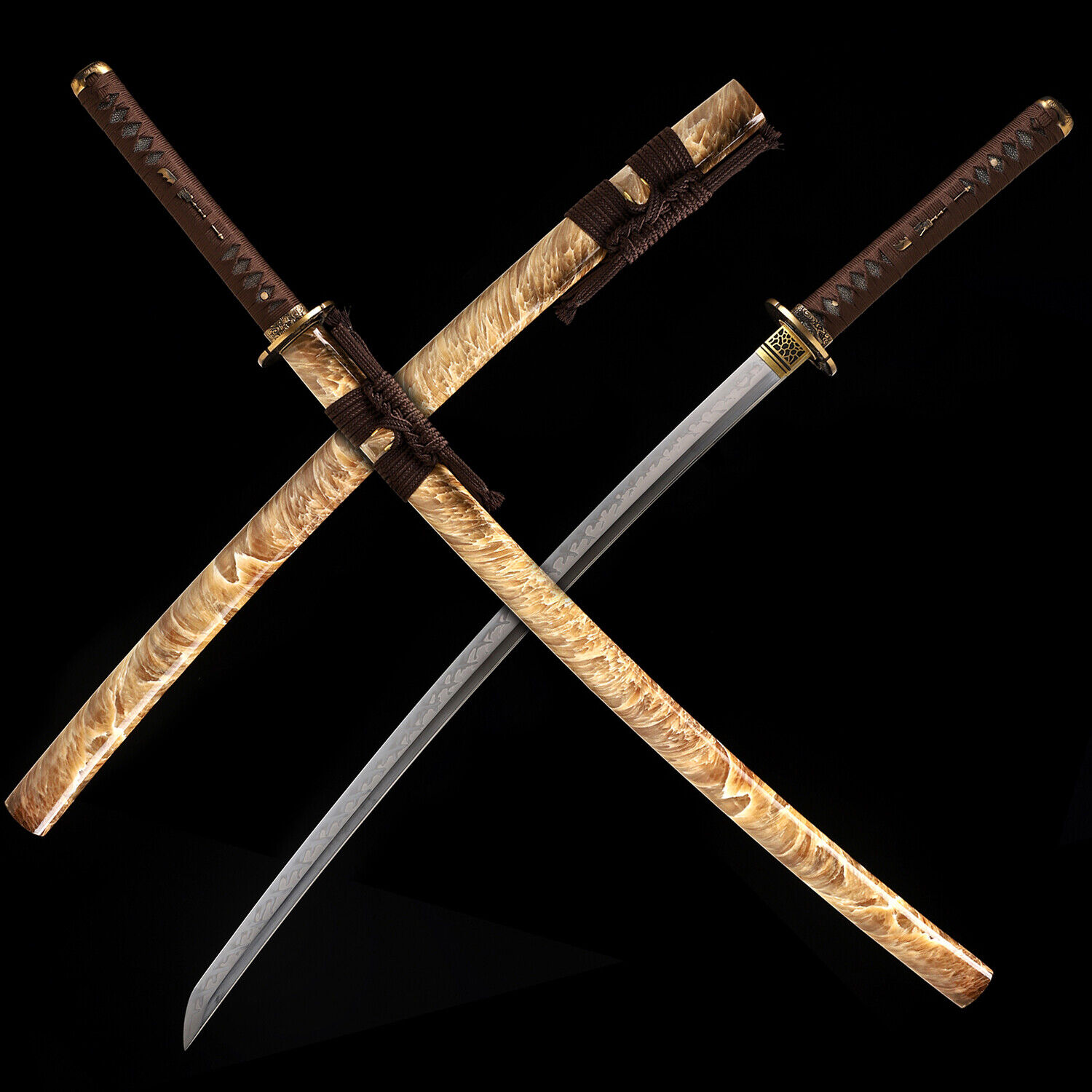 Japanese Samurai Katana Clay Tempered L6 Steel Blade Full Tang Sword Razor Sharp