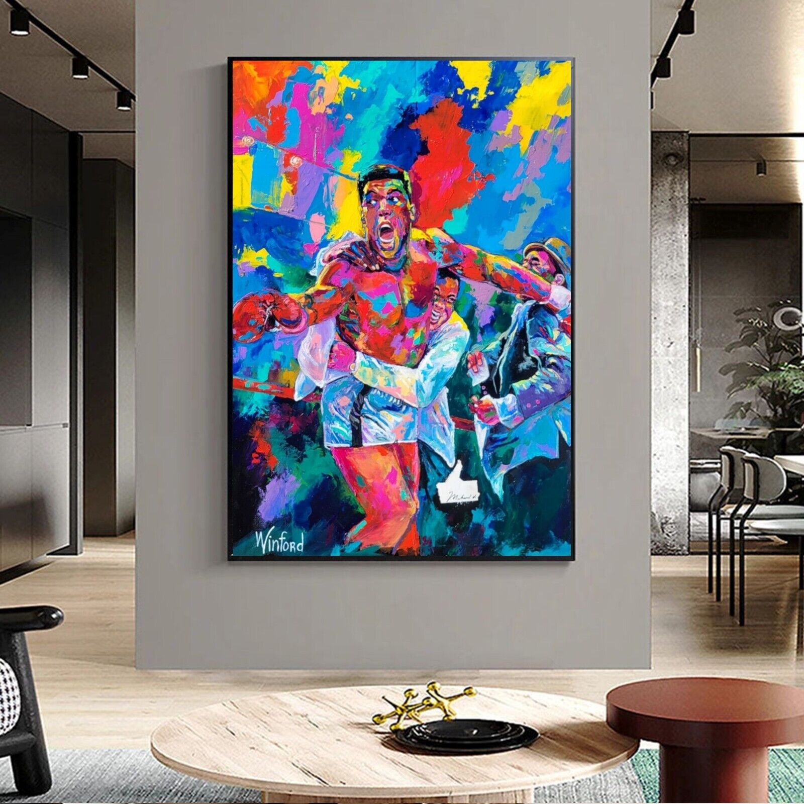 Sale Signed Muhammad Ali COA Handmade Painting Framed 48H X 36W 9,999 Now $2,995