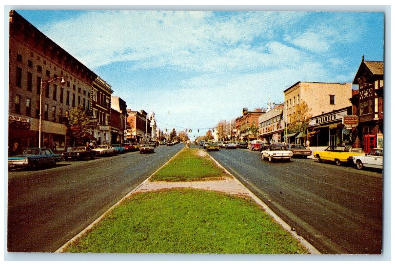 c1960 Main Street Car Street Road Exterior Canandaigua New York Vintage Postcard