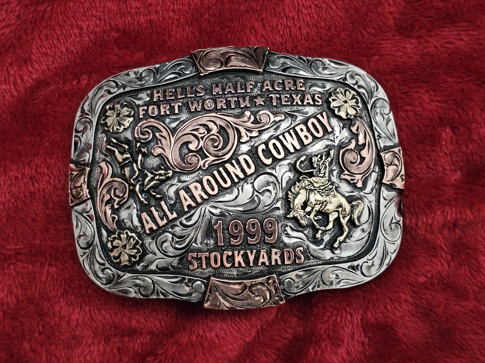 All Around RODEO☆Hells Half Acre☆1999☆X~Treme☆CHAMPION TROPHY BUCKLE☆Rare☆T45