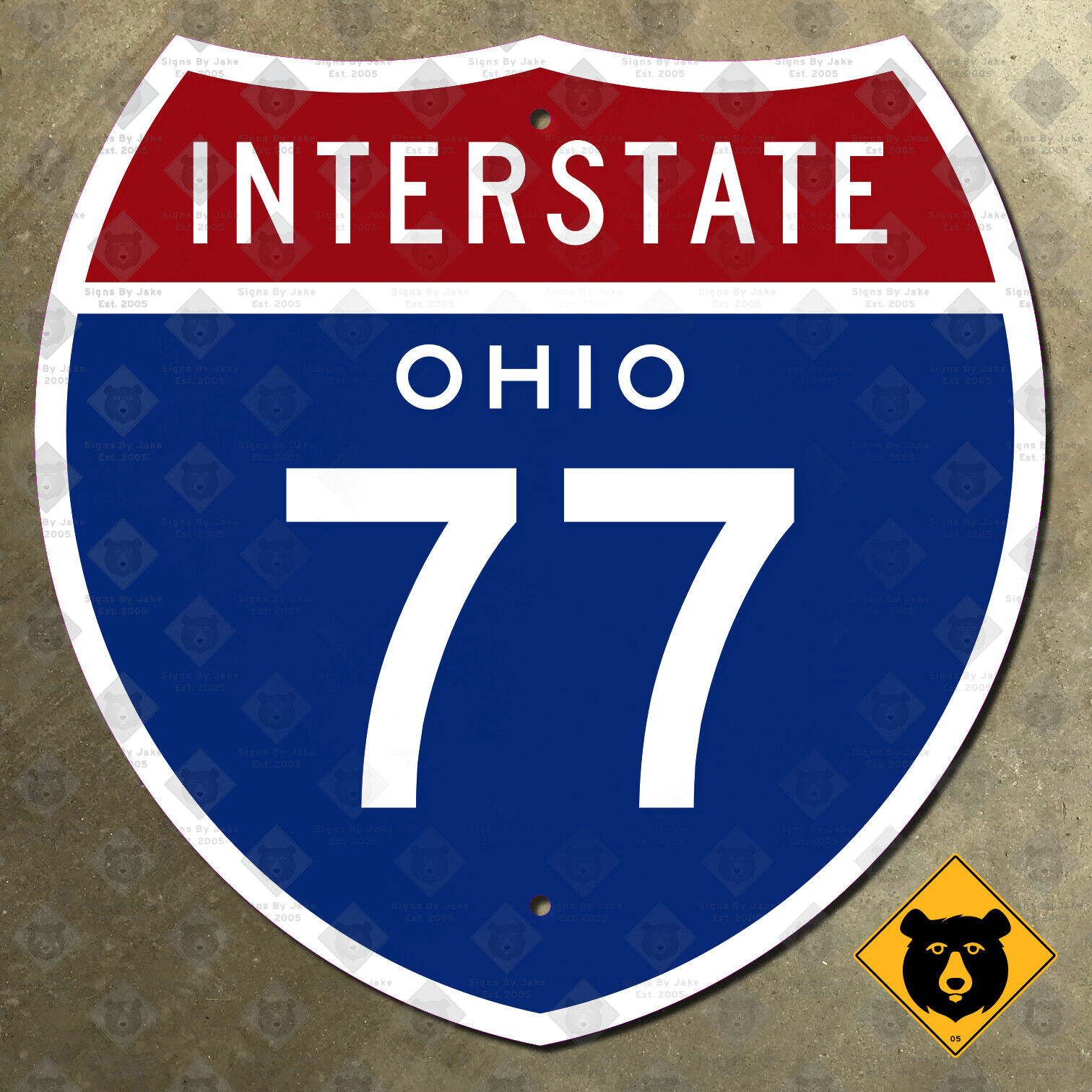 Ohio Interstate 77 highway route sign 1957 Cleveland Akron Canton 12x12