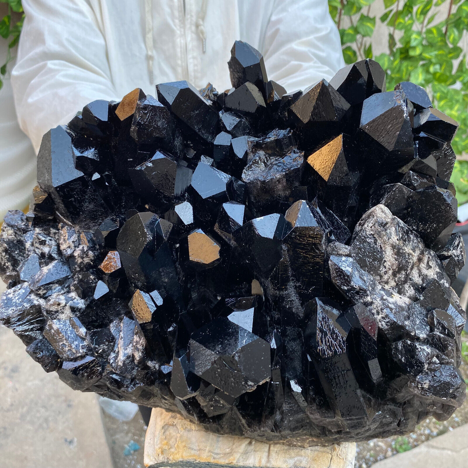 30lb Large Natural  Smoky Black Quartz Crystal Cluster Raw Mineral Specimen