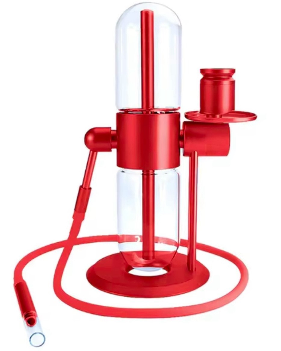 Premium Aluminum & Glass 360 Degree Gravity Hookah - Unbranded Red