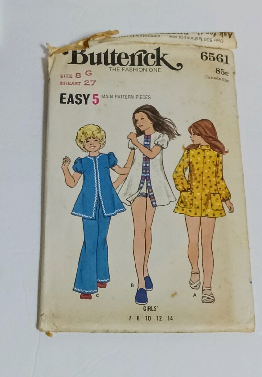 Vintage 1970's Uncut Butterick Girl's UNCUT Sewing Pattern #6561 size 8
