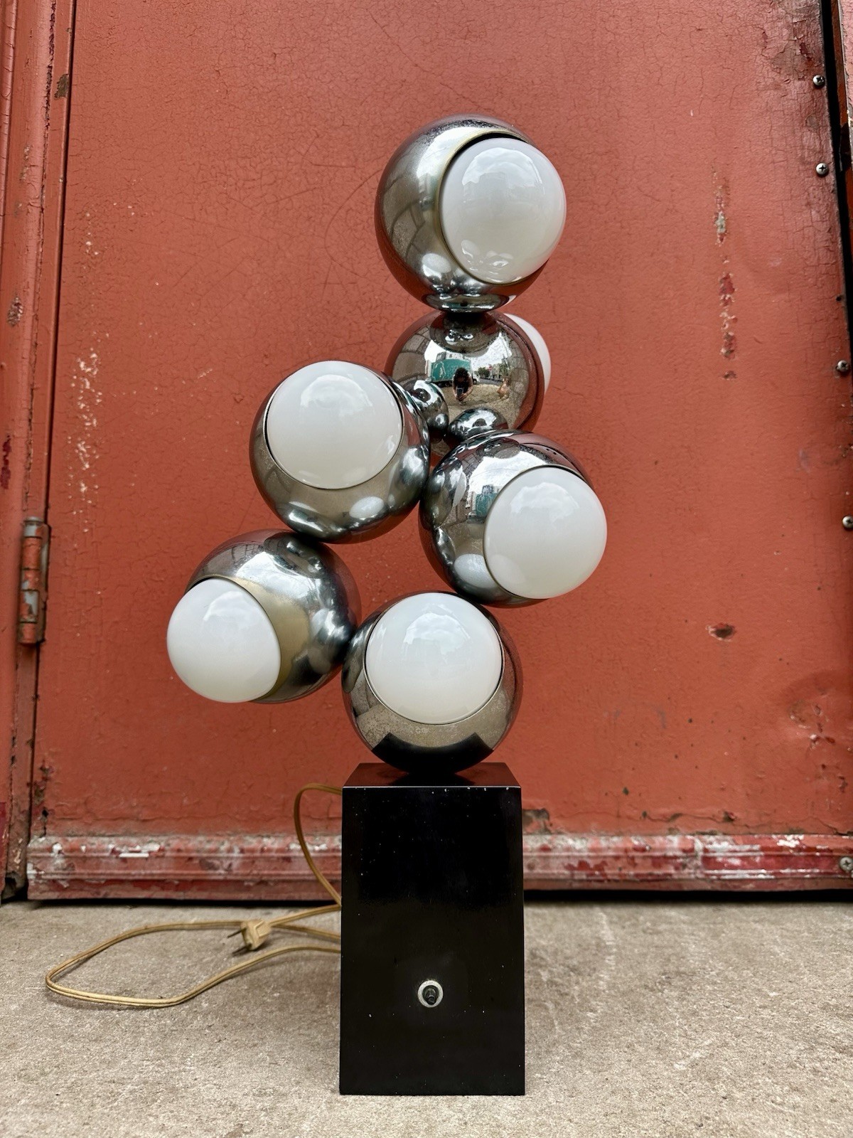 RARE MCM SPACE AGE CHROME MOLECULE TABLE LAMP by Robert Sonneman | works RARE MCM SPACE AGE CHROME MOLECULE TABLE LAMP by Robert Sonneman | works
