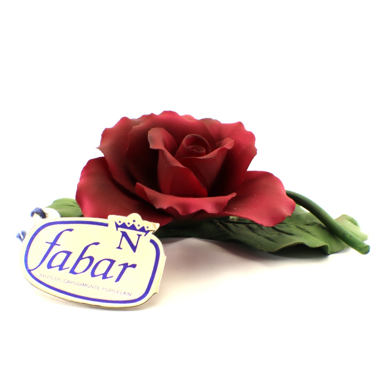 Febar RED ROSE Capodimonte Porcelain Figurine Hand Painted Vintage Italy **