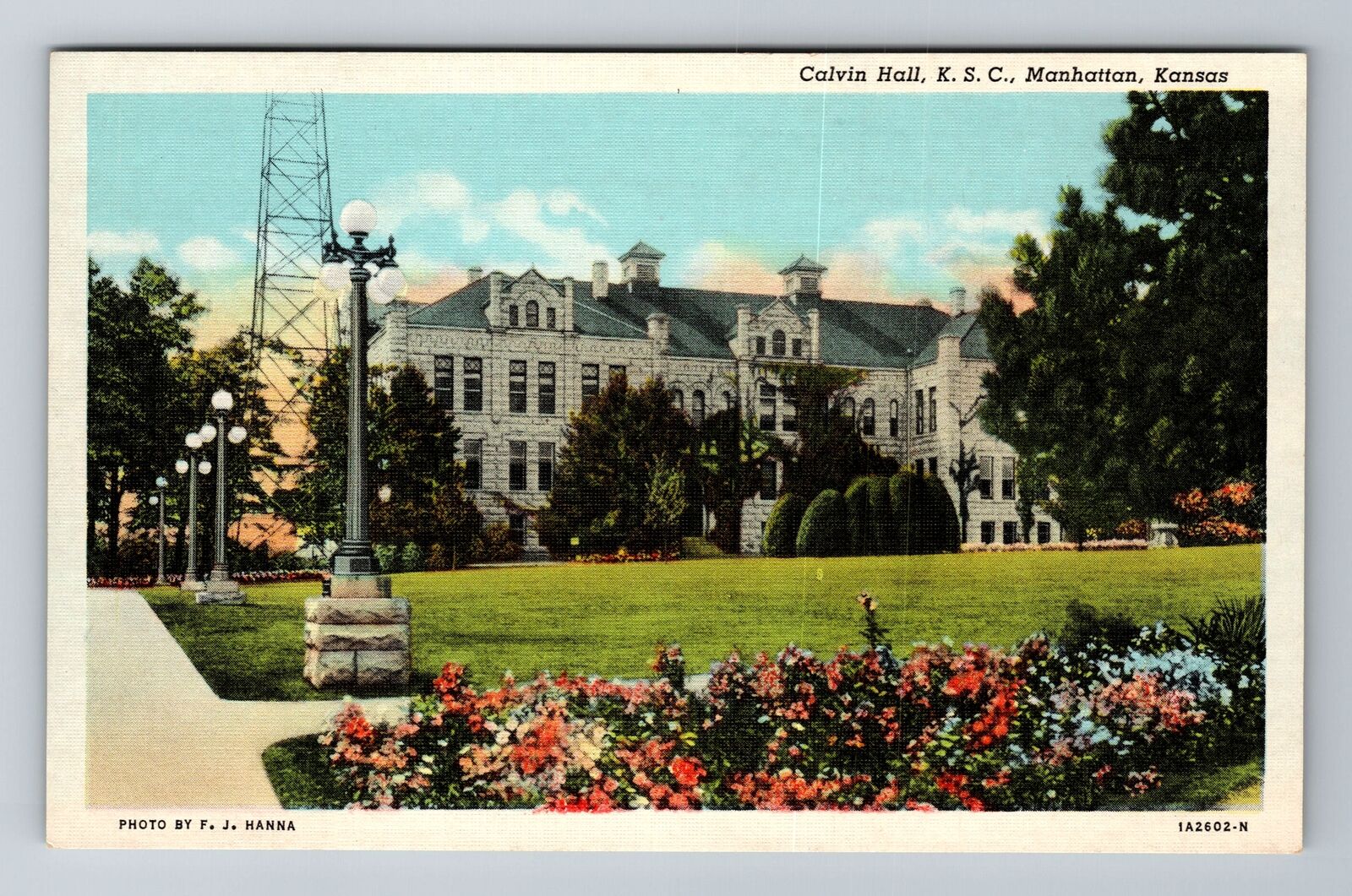Manhattan KS-Kansas, Calvin Hall, KSC, Antique, Vintage Souvenir Postcard