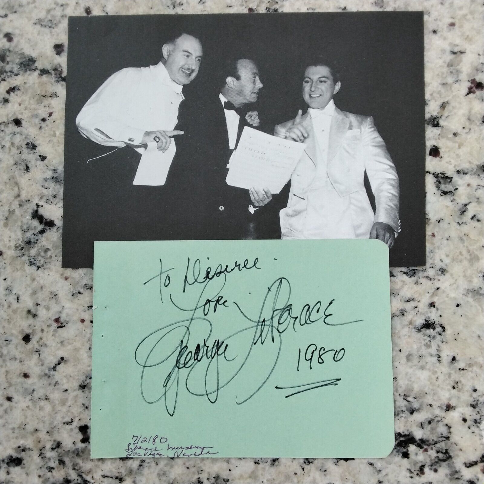 George Liberace SIGNED 1980 Paper Photo Bandleader Violinist Brother