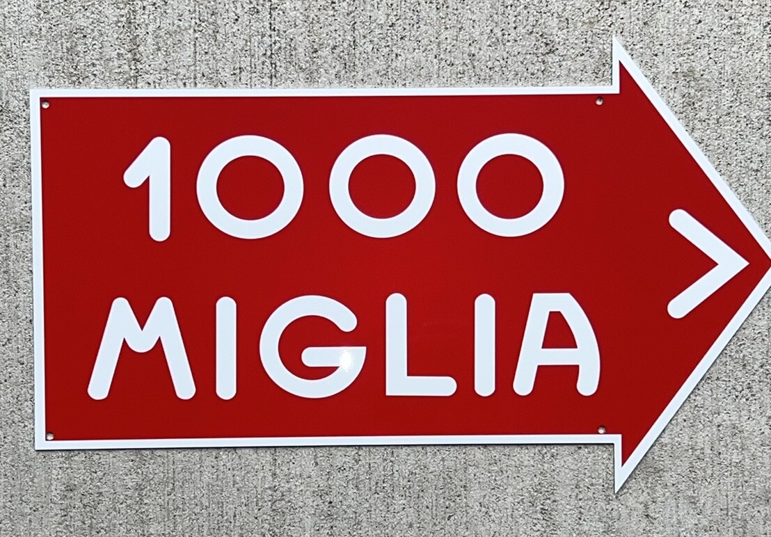 Large 16” 1000 Miglia Italian Racing Inspired Aluminum Sign Large 16” 1000 Miglia Italian Racing Inspired Aluminum Sign