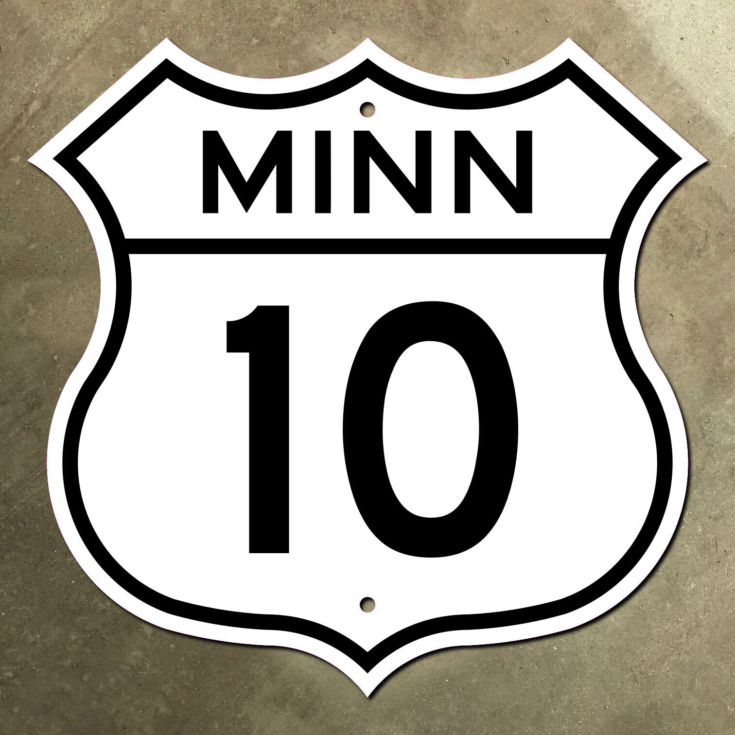 Minnesota US route 10 highway marker road sign Minneapolis St. Paul 1955 16x16