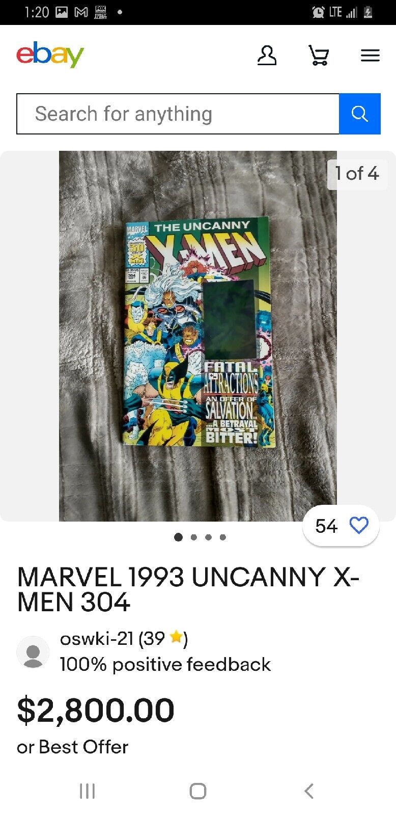 Vintage Uncanny X-Men Vol.1 ,No. 304 ,September 1993 Comic Book ,Printed Canada