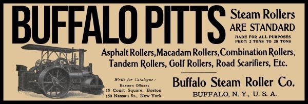 1909 Buffalo Pitts Steam Road Rollers - New York NEW Sign: 12x36\