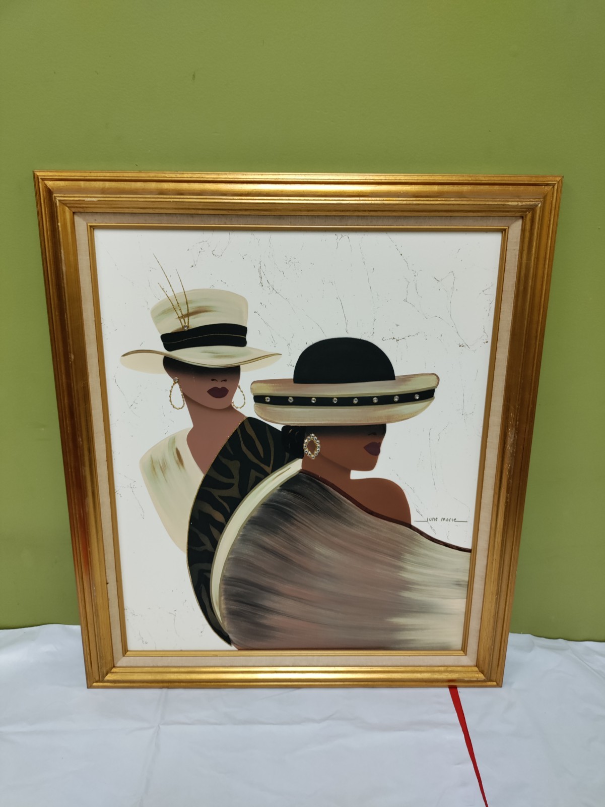 JUNE MARIE ORIGINAL OIL ON CANVAS TWO AFRICAN AMERICAN WOMAN & EARRINGS PAINTING JUNE MARIE ORIGINAL OIL ON CANVAS TWO AFRICAN AMERICAN WOMAN & EARRINGS PAINTING