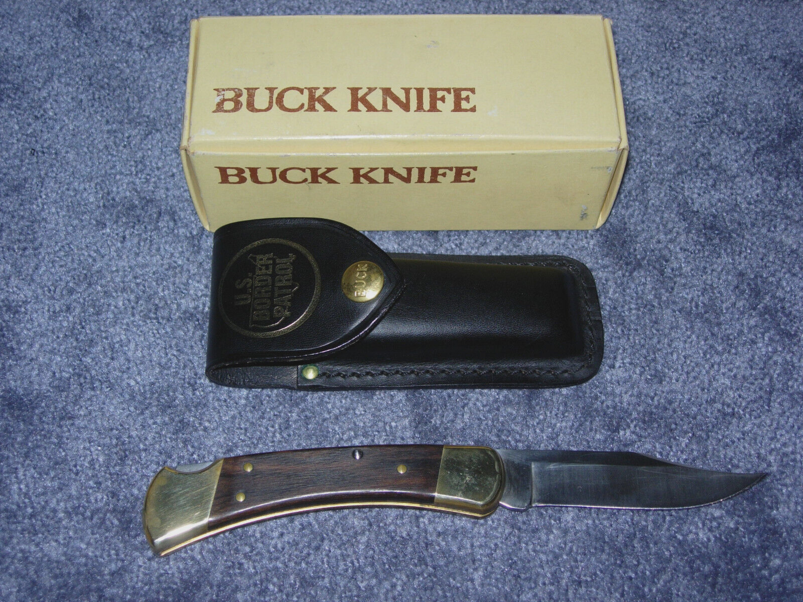 BUCK FOLDING HUNTER COLLECTIBLE U.S. BORDER PATROL KNIFE WITH CASE/BOX #051