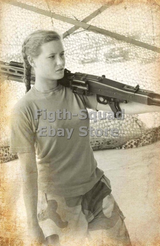War Picture Photo female soldier with a machine gun 5948