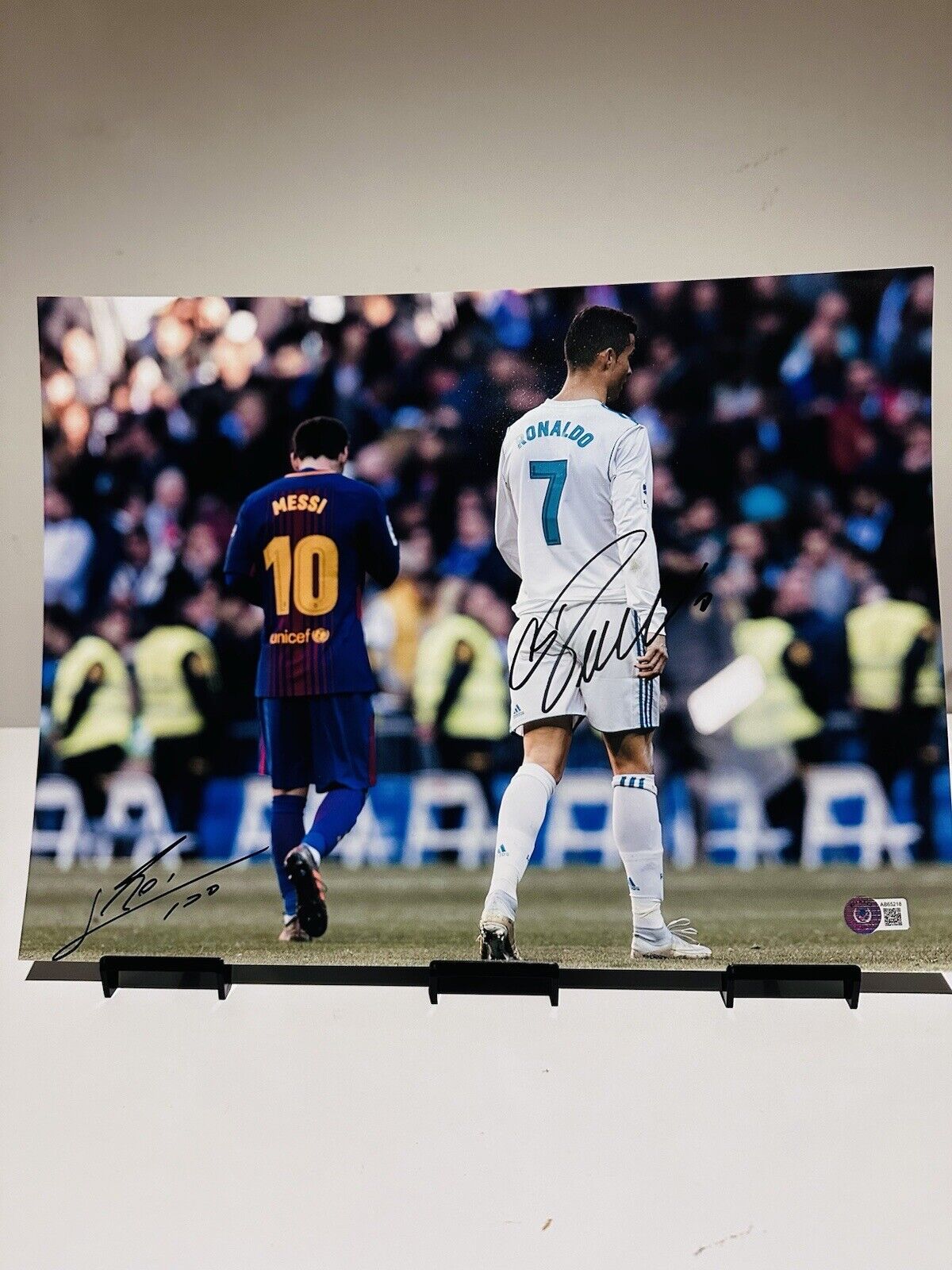 Lionel Messi & Cristiano Ronaldo Signed 11x14 Soccer Photo AUTO BAS Hologram
