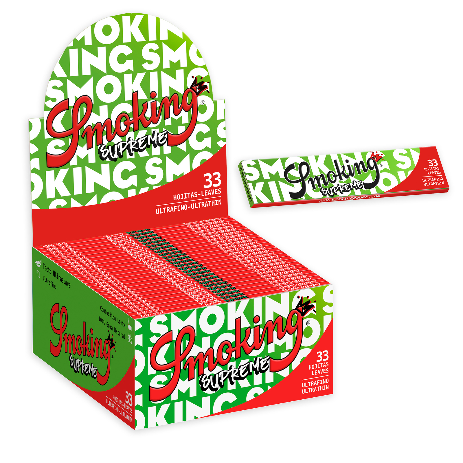 Smoking Supreme Rolling Paper, Cigarette Papers, King Size (110mm) Full Box
