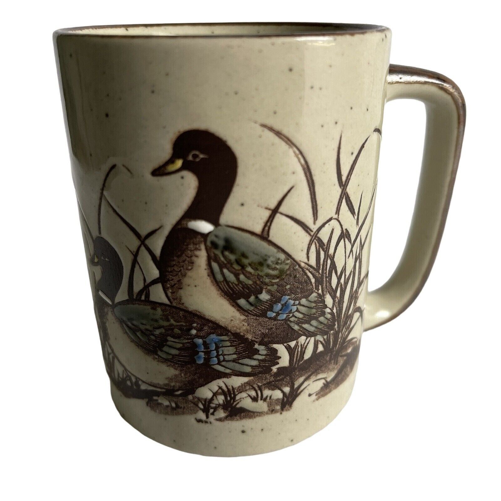 Otagiri Vintage Mallard Ducks Japan Mug Embossed Coffee Tea Cup Speckled