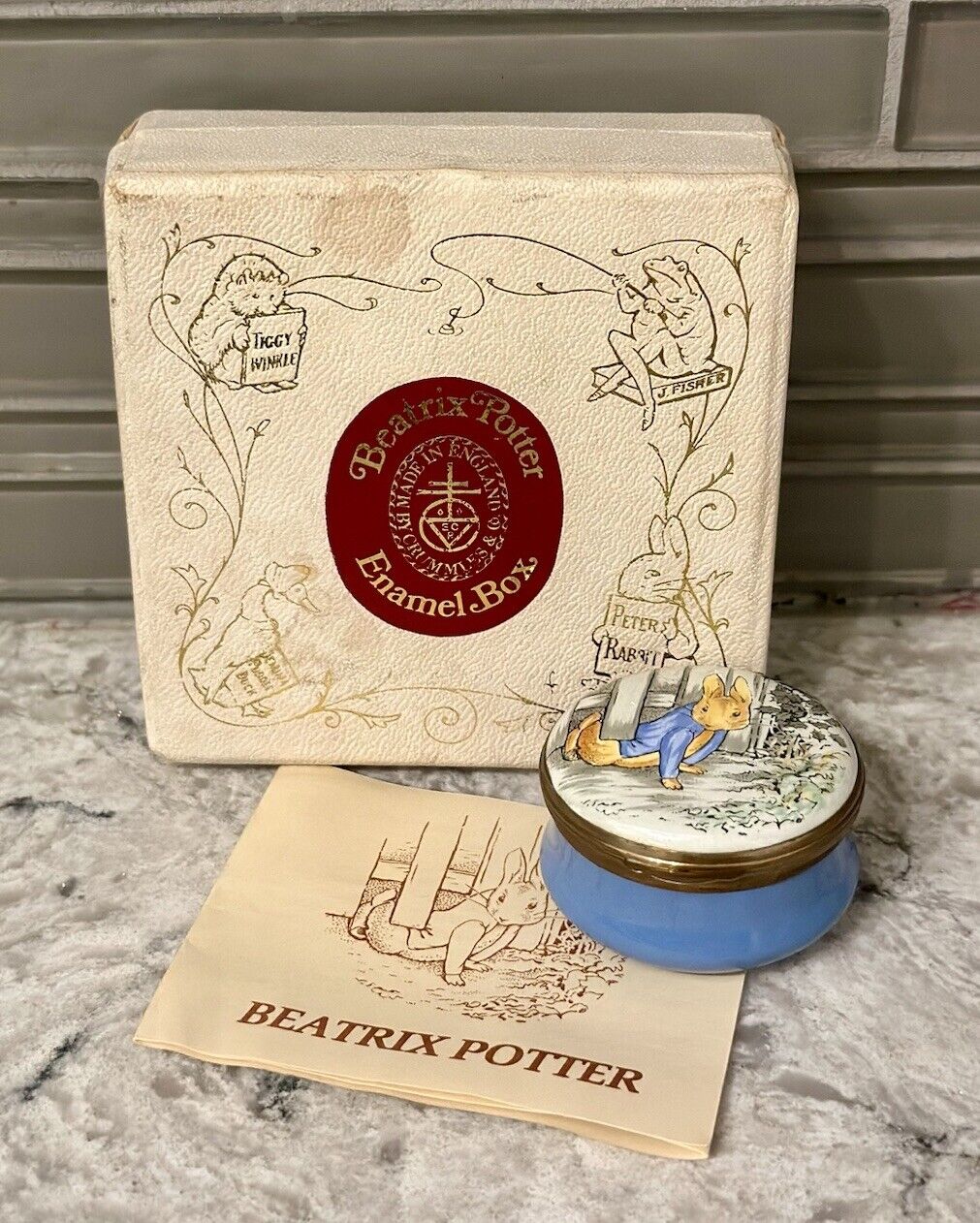 Vintage Crummels Beatrix Potter Peter Rabbit Trinket Box W/ Packaging Box/Paper