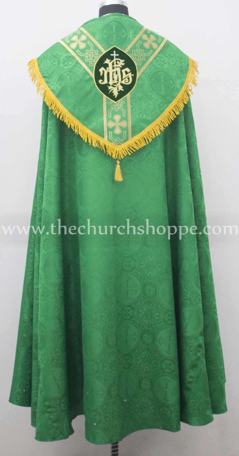 NEW Green Cope & Stole Set with IHS embroidery,capa pluvial,chape,far fronte