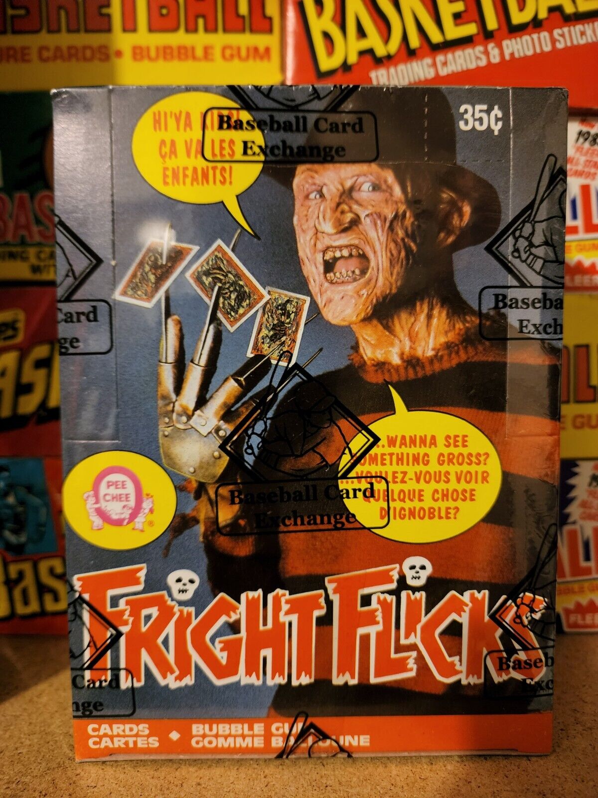 1988 OPC O-Pee-Chee Fright Flicks Cards Sealed Wax Box 48 Packs BBCE Tape Intact