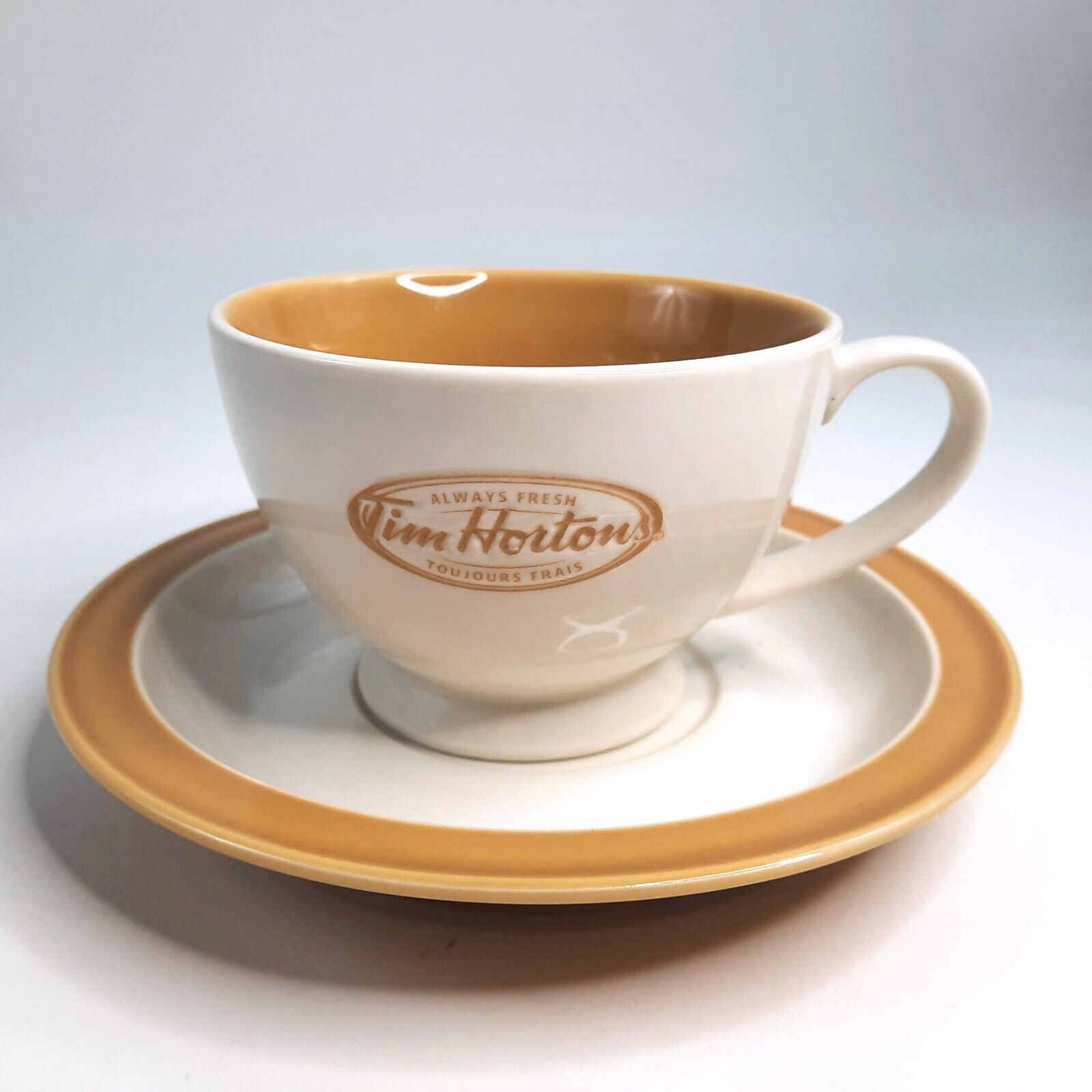 Tim Horton\'s Cup Saucer Coffee Tea Set Always Fresh English French Collectible