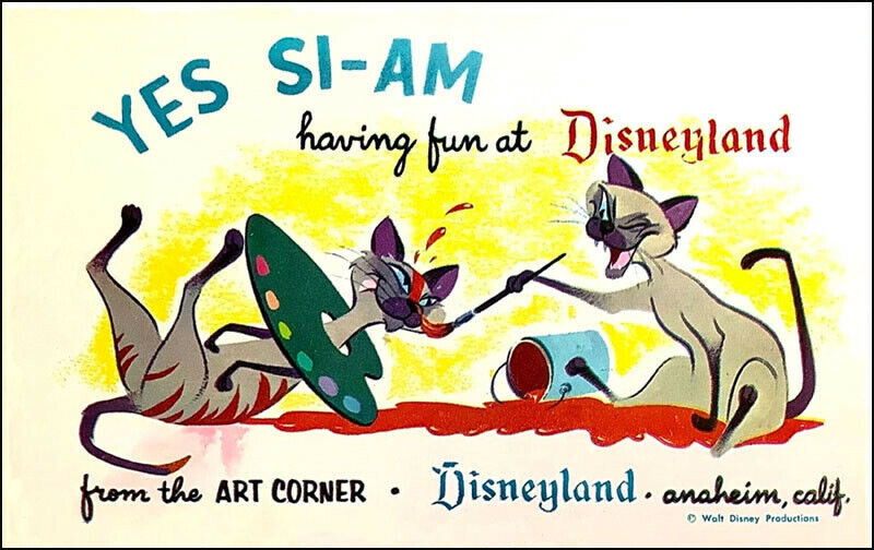 Disneyland YES SI-AM Siamese Cat Vintage Postcard REPRODUCTION Art BRAND NEW