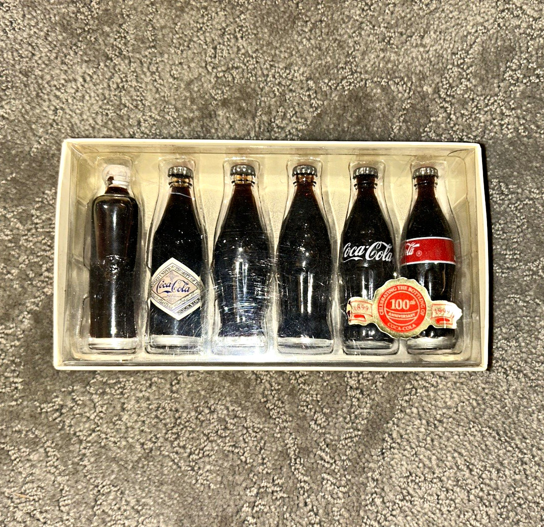 Coca-Cola Evolution of the Contour Bottle Miniature Bottles Set Boxed 1998