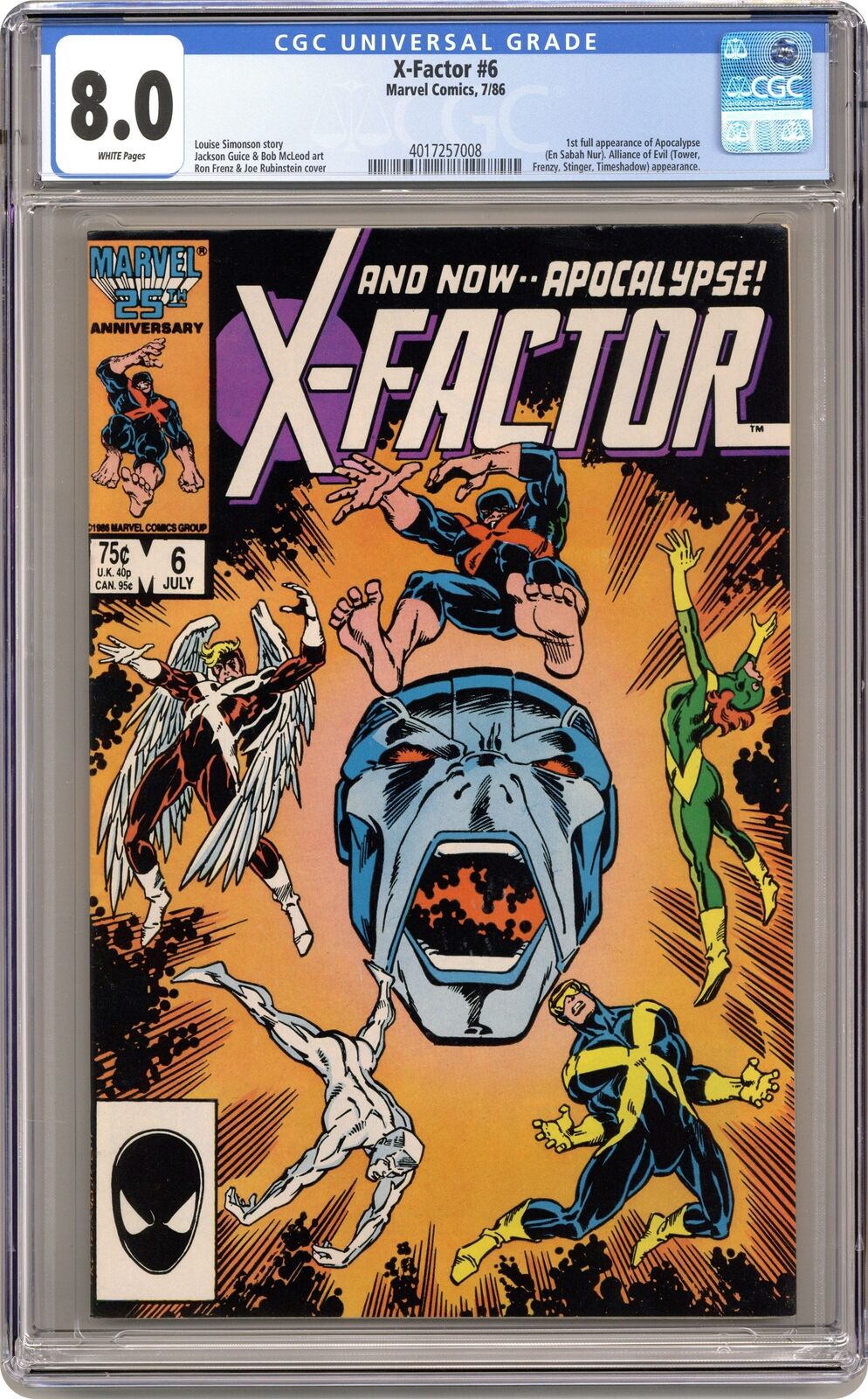 X-Factor #6D CGC 8.0 1986 4017257008 1st full app. Apocalypse