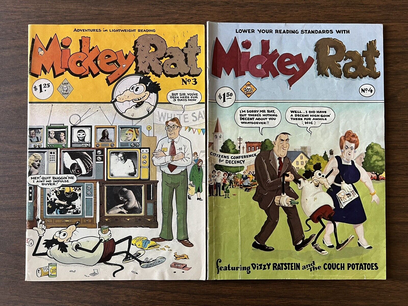 Mickey Rat Comics #3 #4 First Edition Last Gasp Armstrong R Crumb Comix 80s 