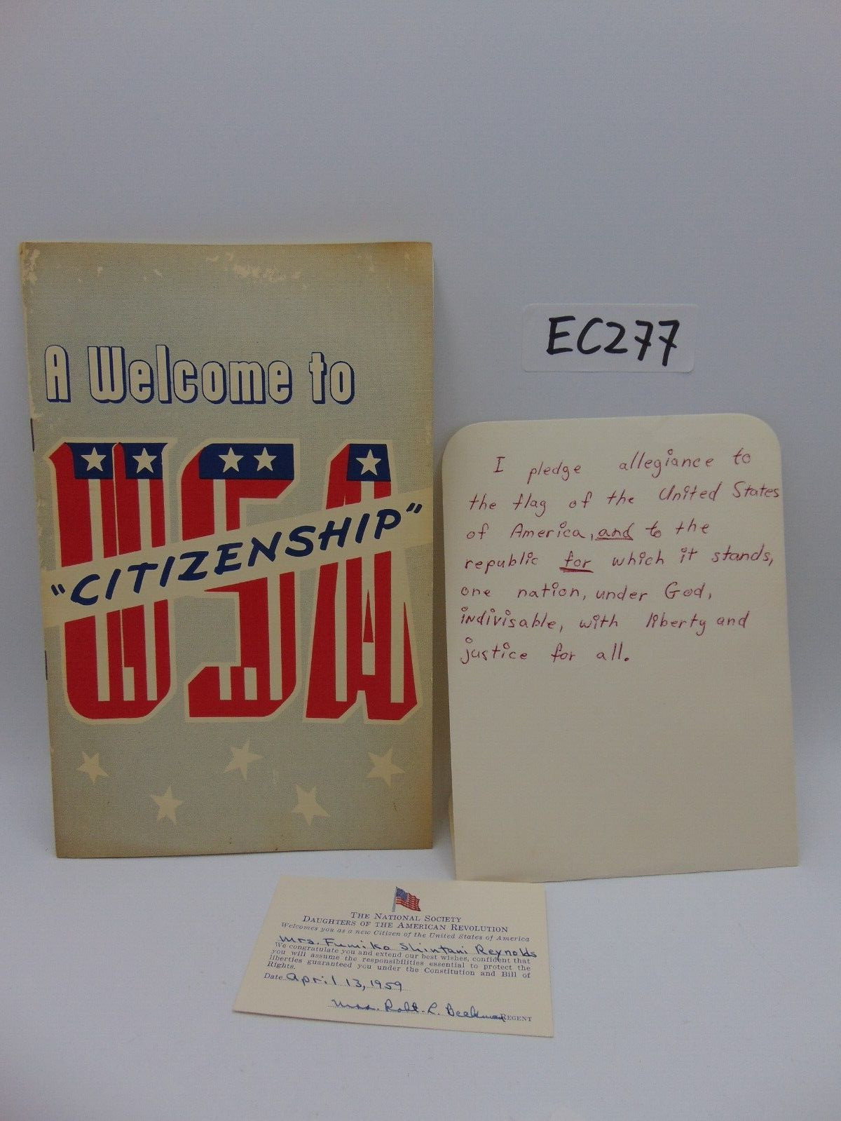A WELCOME TO USA CITIZENSHIP PAMPHLET 1958 1950\'s BOOKLET DAUGHTERS AMERICAN REV