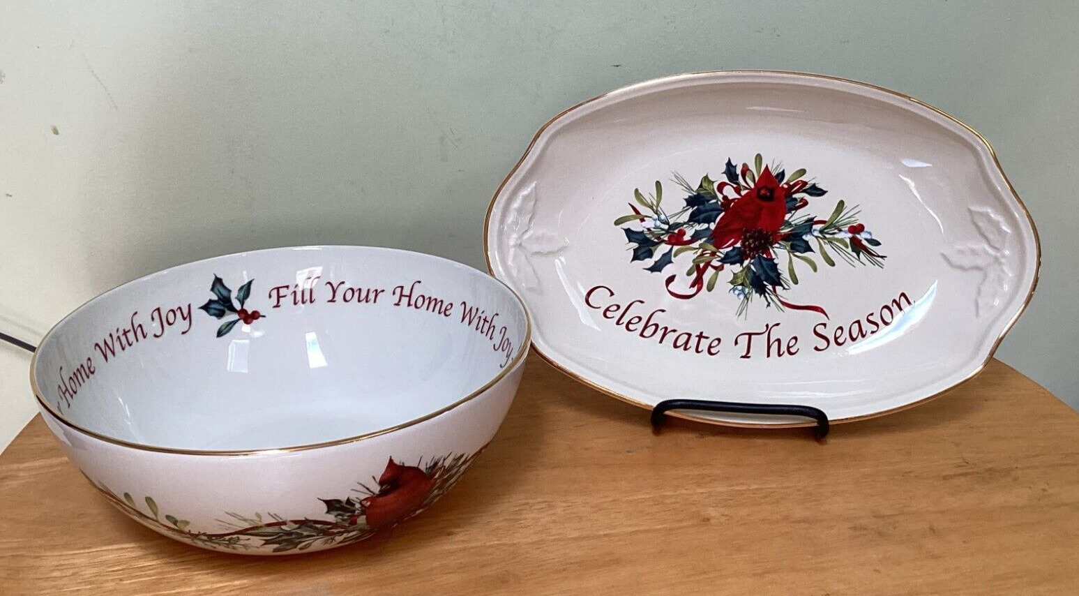 Lenox Winter Greetings Celebrate the Season Plate & Fill Your Home With Joy Bowl