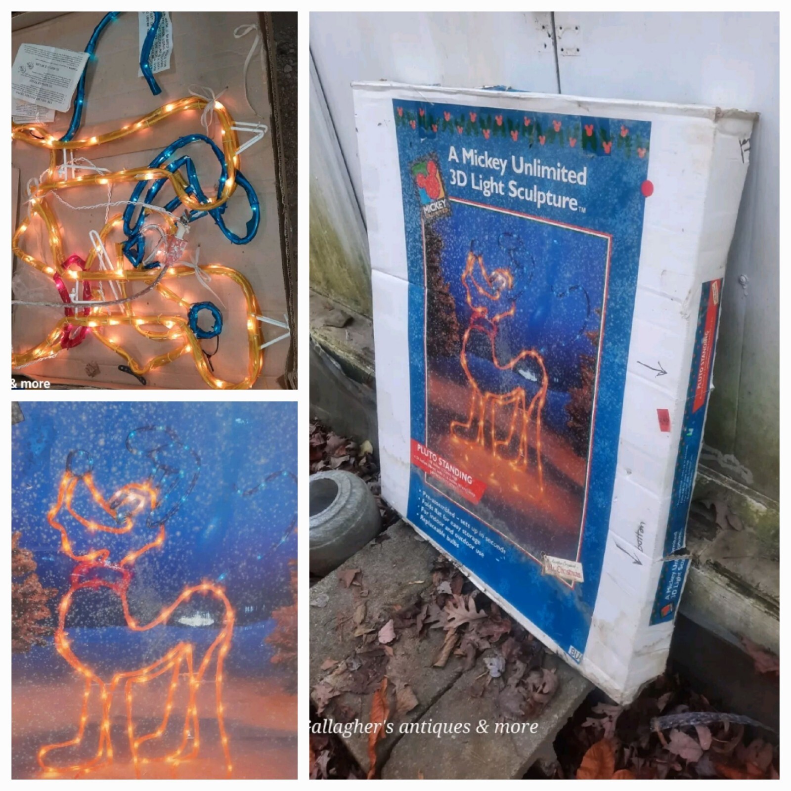 1997 Mr. Christmas A Mickey Unlimited Pluto Light Sculpture Standing in box