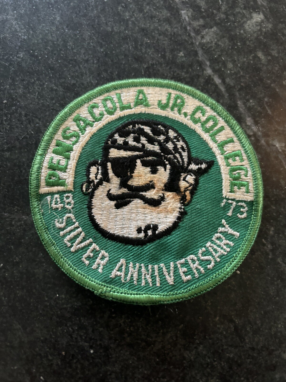 Pensacola FL Florida Jr. College Patch Rare Sew On Vtg 4” 70s 1973 Mascot Pirate