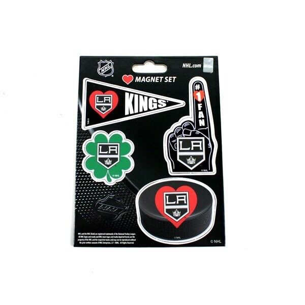 2pk NHL Los Angeles LA Kings Hockey Heart Magnet 4Pcs Set 4.5\
