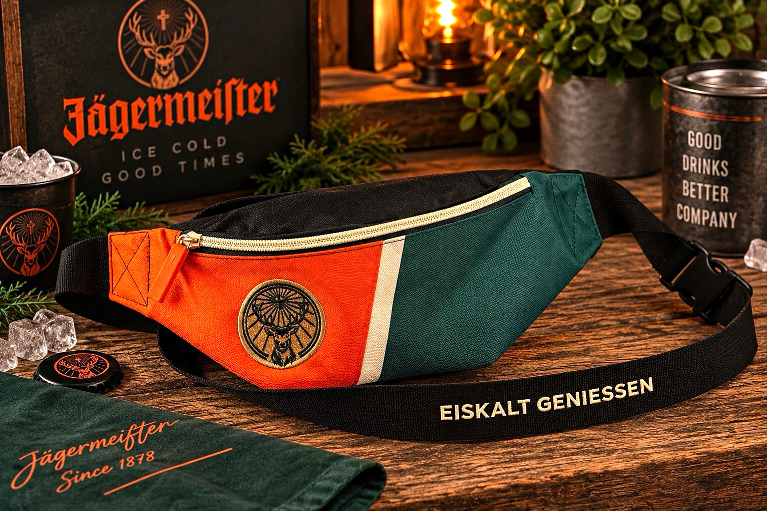 Jagermeister 2021 Insulated Hip Bag Fanny Pack Eiskalt Geniessen Orange Green