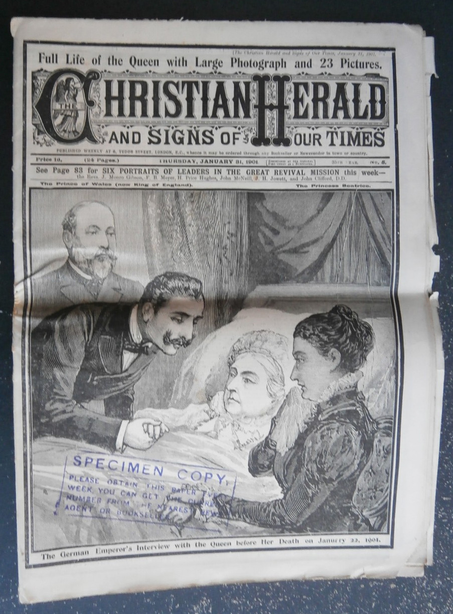 CHRISTIAN HERALD January 31, death of Queen Victoria NEWSPAPER CHRISTIAN HERALD January 31, death of Queen Victoria NEWSPAPER