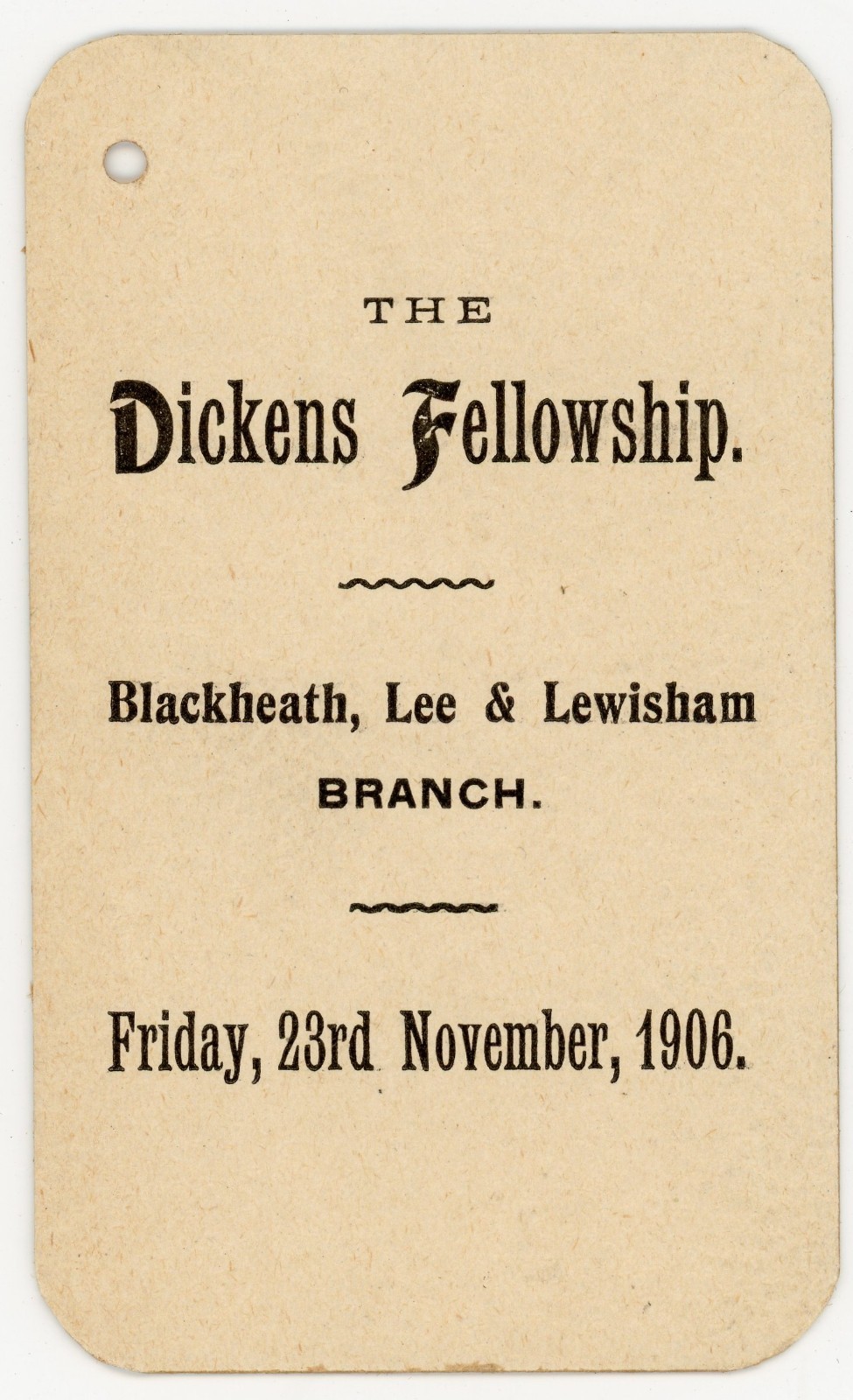 1906 Dickens Fellowship Blackheath Lee & Lewisham Dance Card Edwardian Ephemera