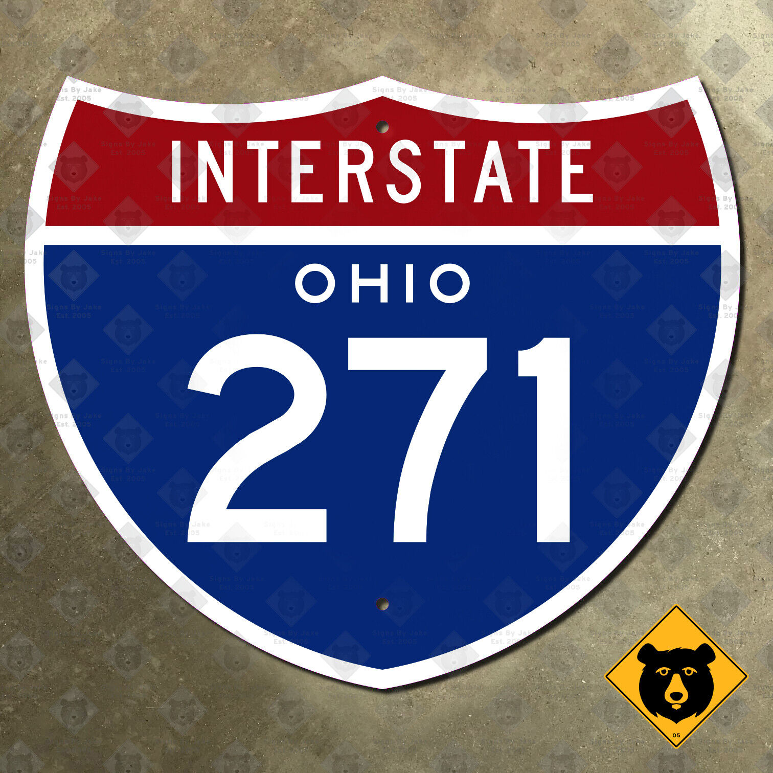 Ohio Interstate 271 highway route sign 1957 Cleveland Akron 12x10