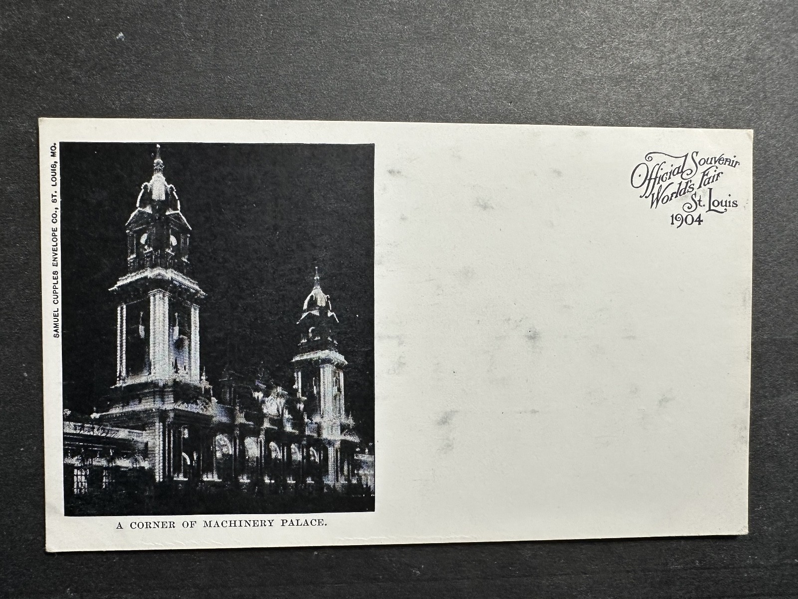 1904 St Louis Worlds Fair Cupples Postcard NIGHT VIEWS Corner of Machinery Palac