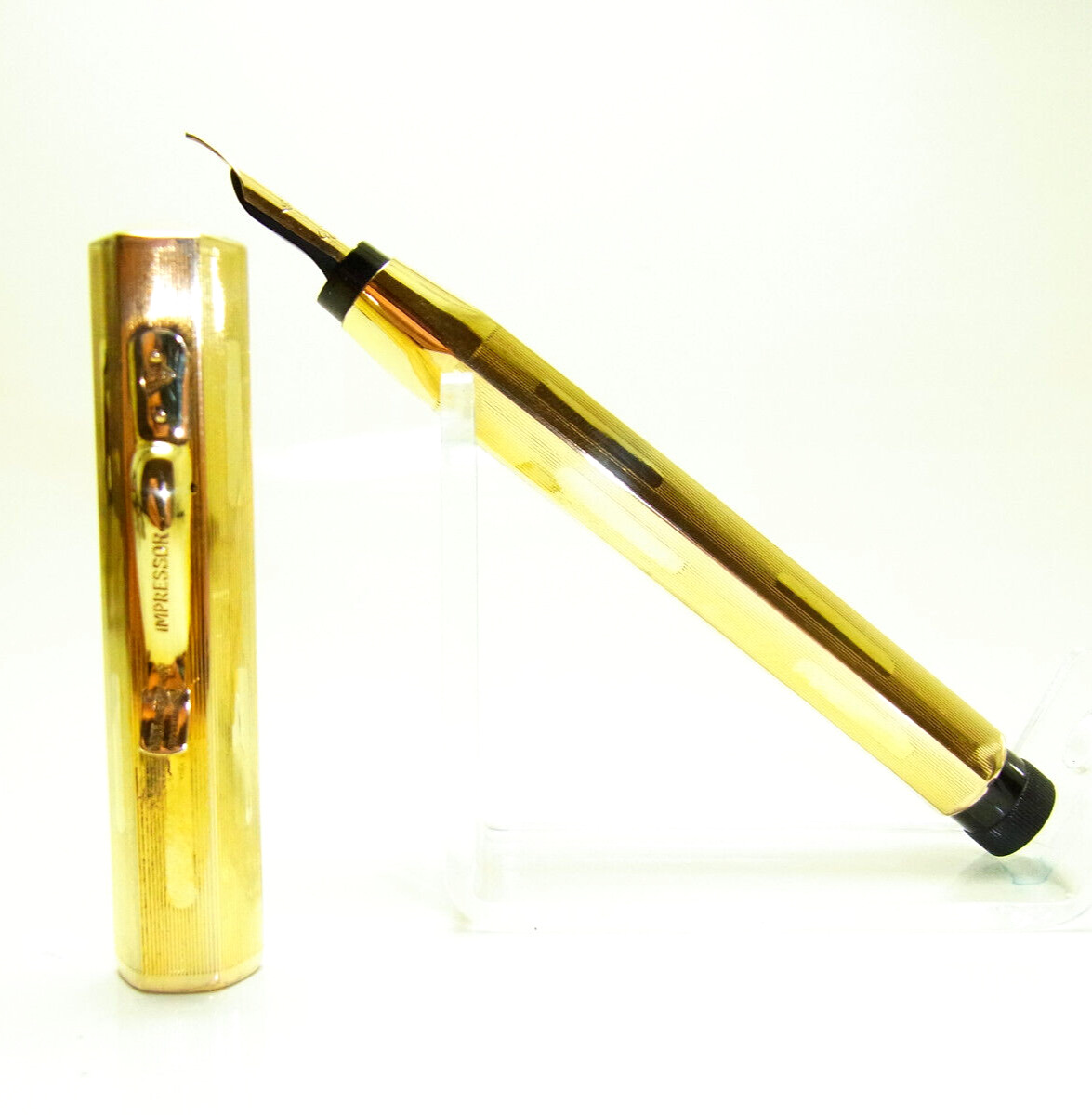 ULTRA RARE Ca. 1930´s German IMPRESSOR Facetted G/F Fountain Pen Flexy 14ct M