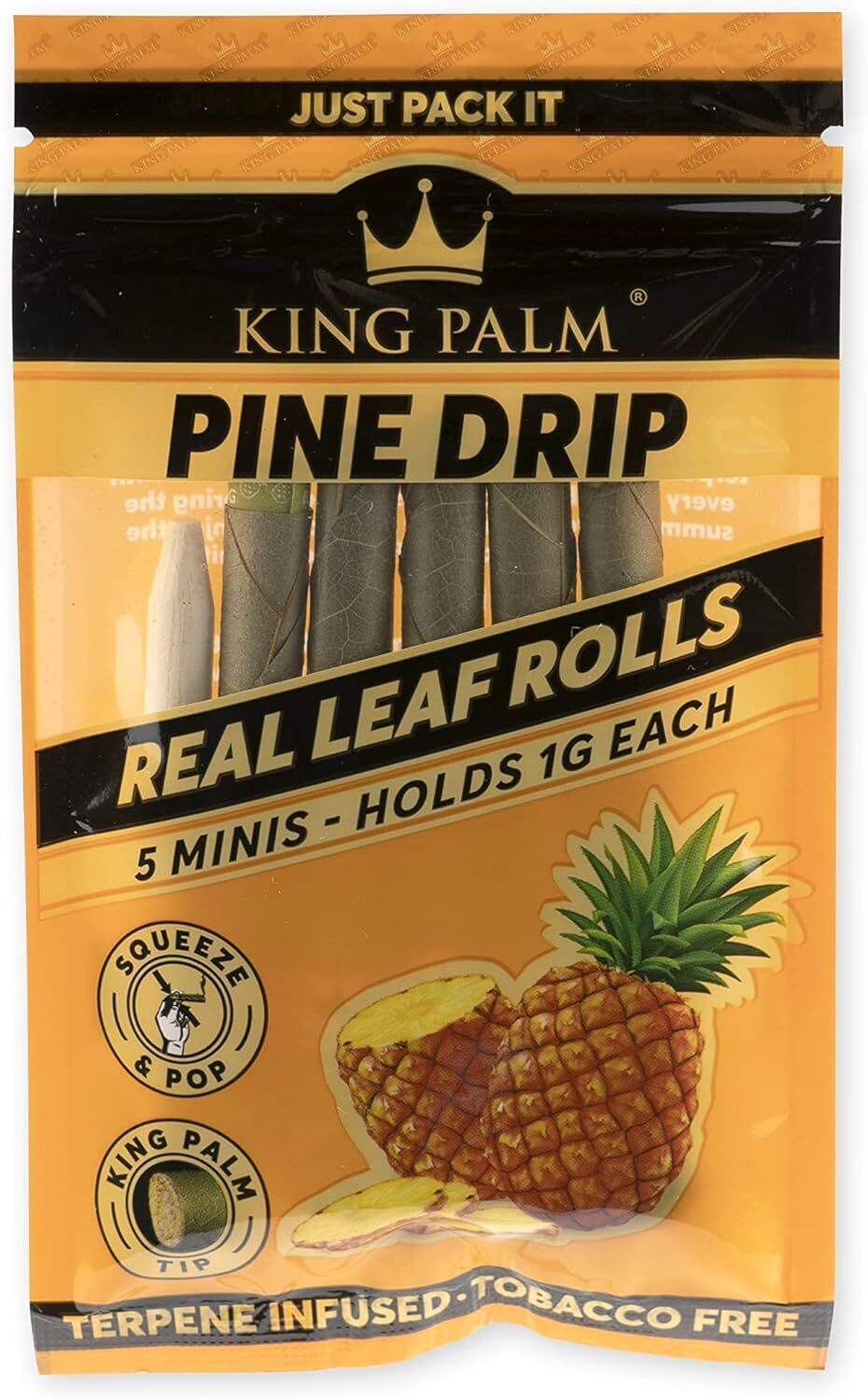 King Palm | Mini Size | Pine Drip | Organic Prerolled Palm Leafs | 5 Rolls