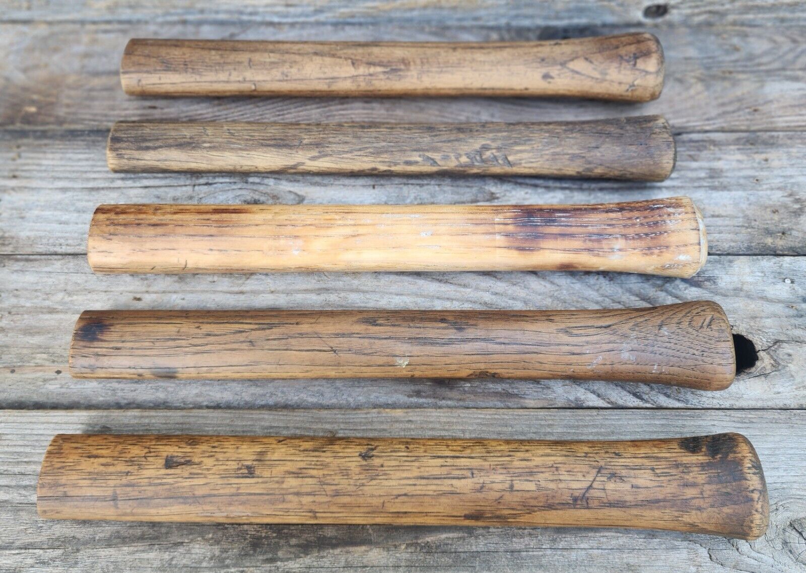 Lot of 5 Straight Handles - Hammer, Tools, Hatchets Hardwood Vintage Wood Crafts