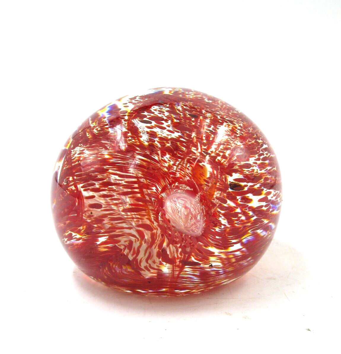 Glass Paperweight.  Red  & Clear. 2 3/4\