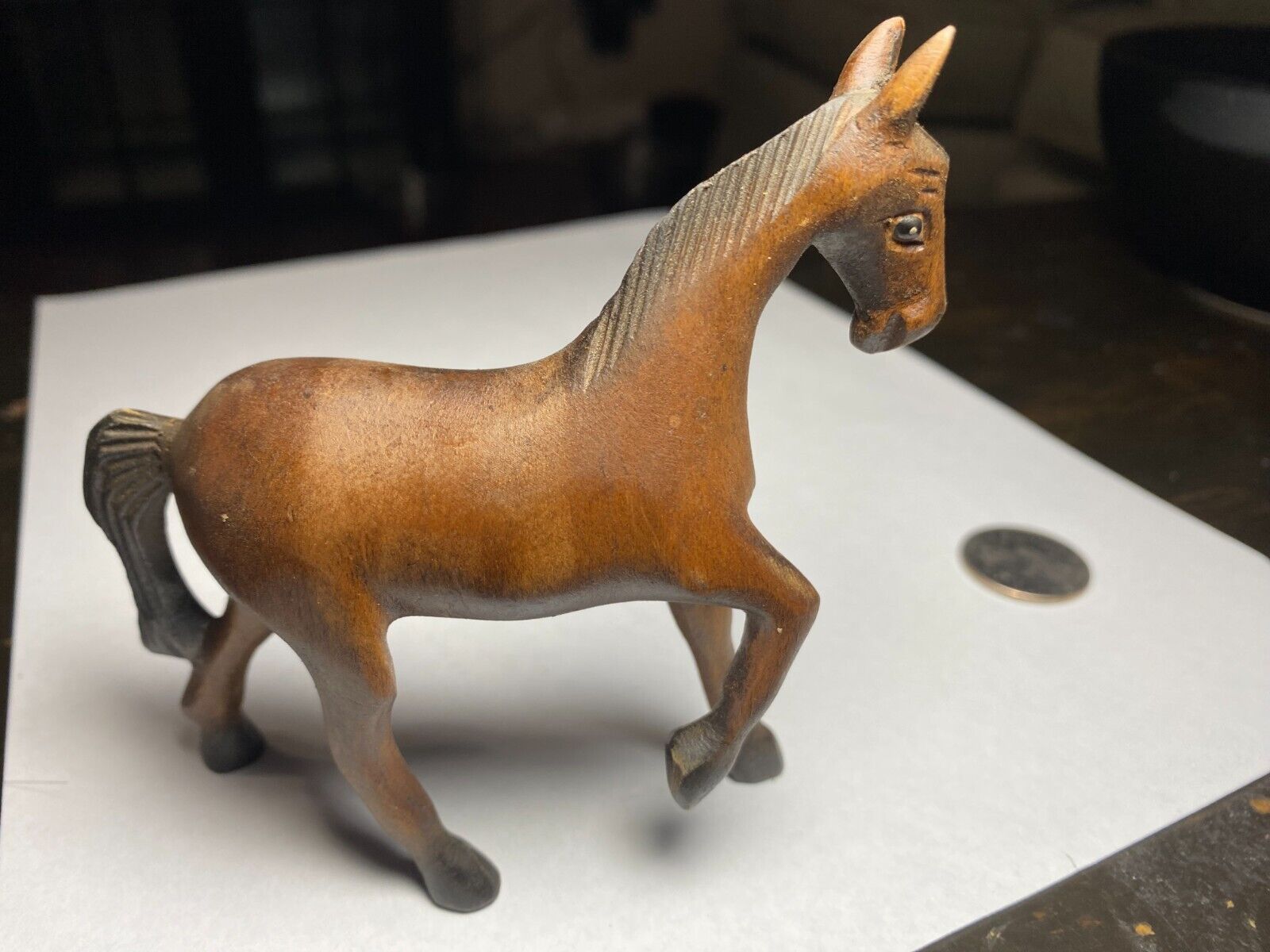 Beautiful Artisan Antique Hand Carved Whimsical Wooden Horse Figurine