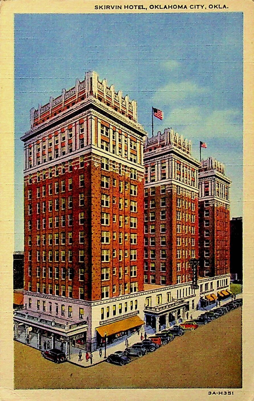 Vintage Linen Postcard Skirvin Hotel Oklahoma City OK Genuine Curteich