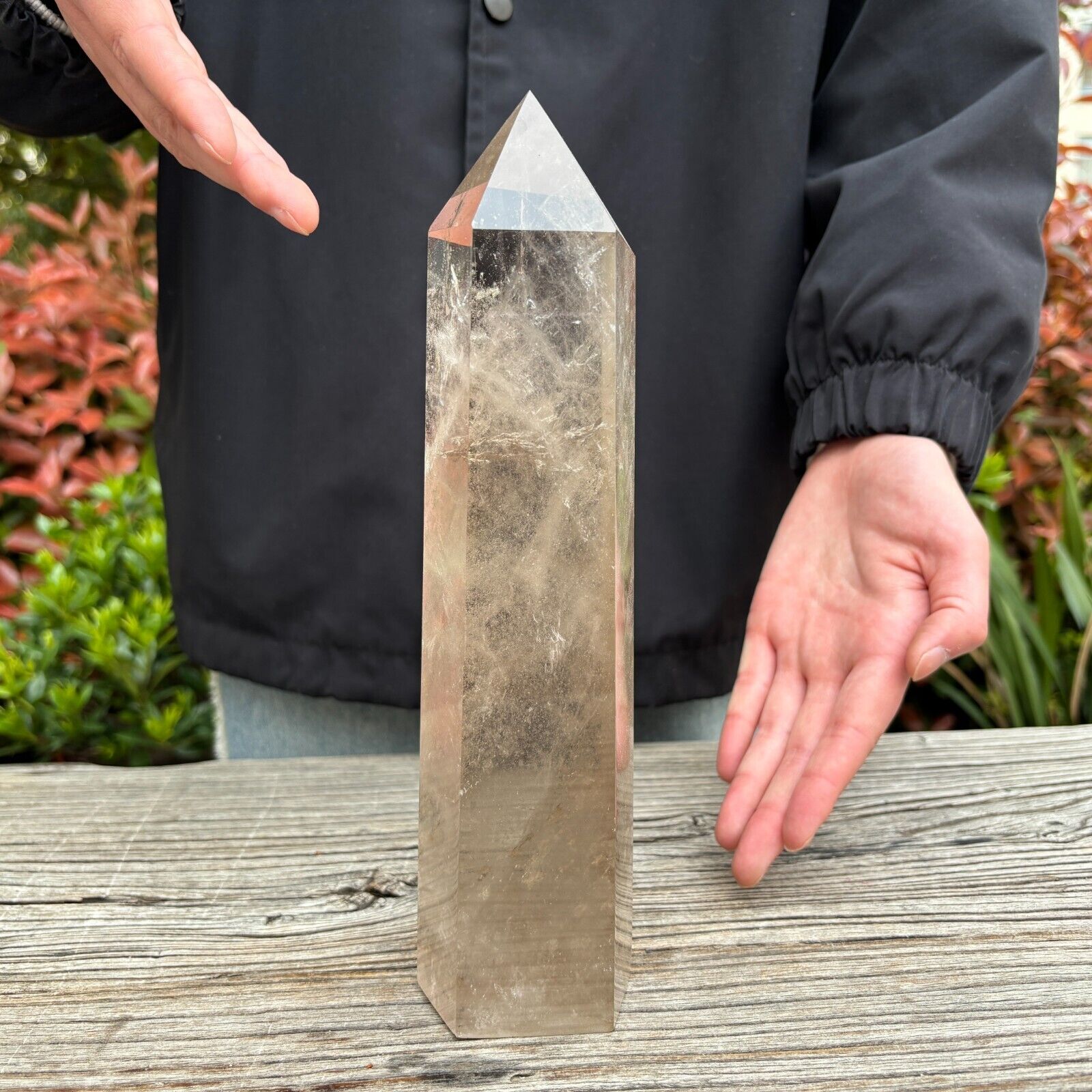 3.5LB 9.7'' Natural Smoky Quartz Obelisk Crystal Tower Point Healing Energy