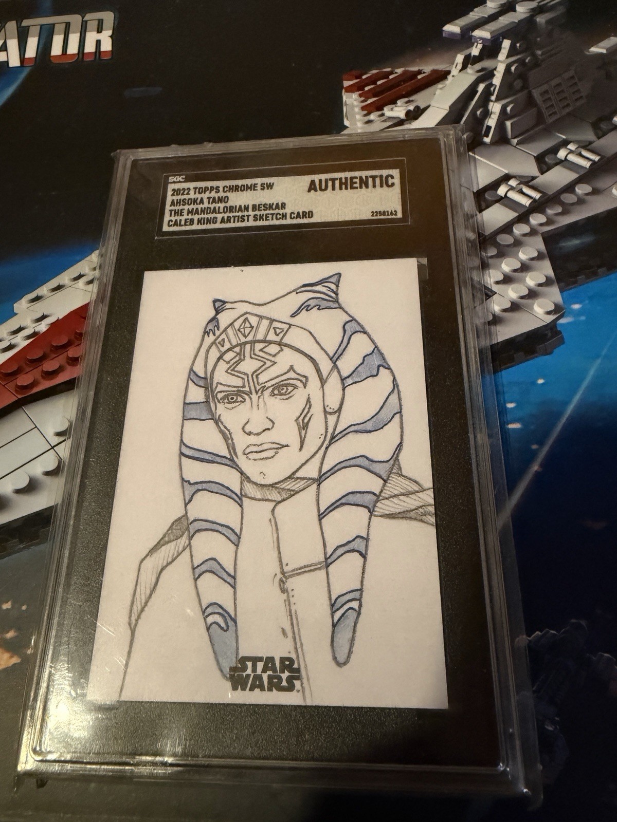 Topps 2022 Chrome Star Wars Mandalorian Beskar Ahsoka Sketch  SGC authenticated